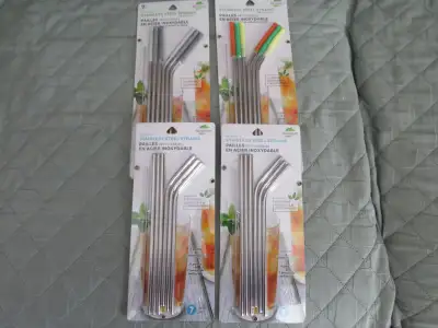 STRAWS: Stainless Steel 6 with Cleaning Brush 4 Pkgs all NEW, View more