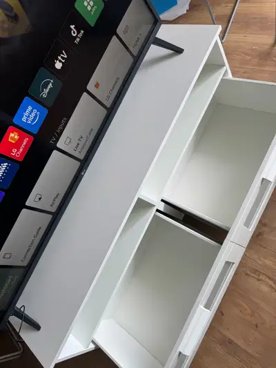 White TV Stand / Media Console – Modern & Clean, View more
