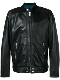 Diesel L-Shiro-WH Biker Black Leather Jacket SZ M