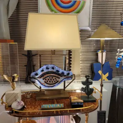 Vintage ceramic/bronze lamp, View more