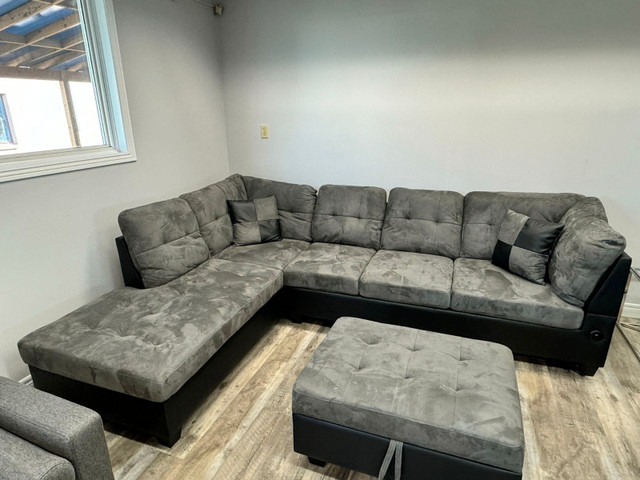 Sale In New Sectional Sofa Set with Left Storage Chaise Grey in Couches & Futons in Ottawa - Image 3