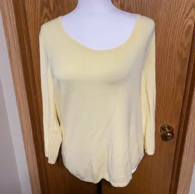 Scoop neck so soft baby yellow sweater, View more