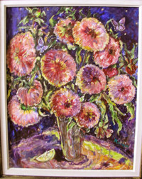 original painting flowers dahlias