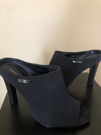 Women’s high heel open toe Calvin Klein black shoe 