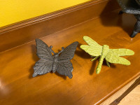 Like New Cast Iron Butterfly and Dragonfly Paperweight Home Deco