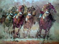 Beautiful  oil painting of Horses on Canvas.