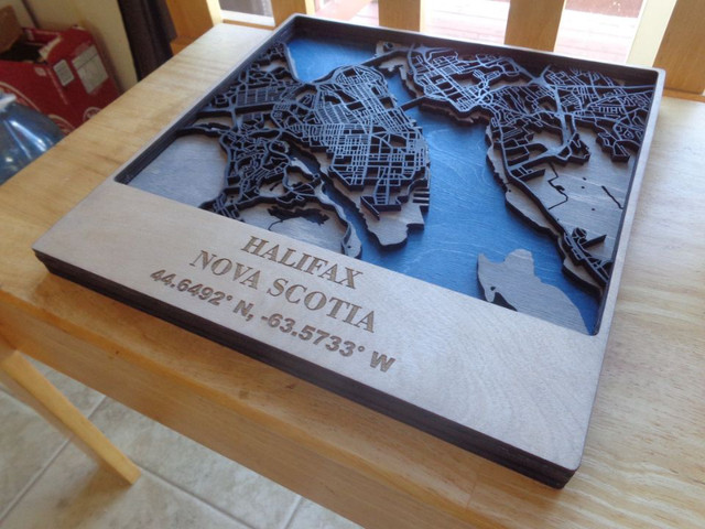 Halifax Street Map-3D 4 layers-Laser Cut in Home Décor & Accents in City of Halifax