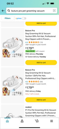 Dog grooming kit & vacuum