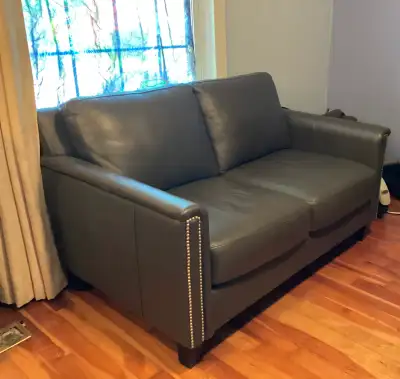 Leather love seat, View more