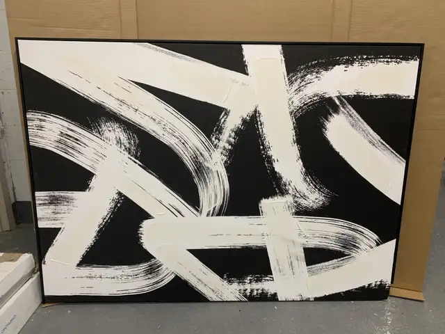 Large Abstract black/white/cream Canvas wall Art in Home Décor & Accents in City of Toronto - Image 3