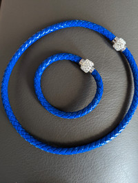 Crystal/ leather chokers + bracelet (Swarovski)