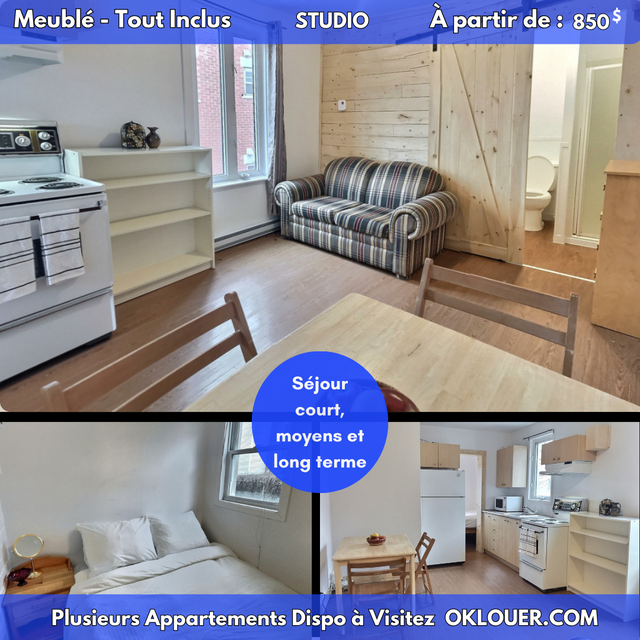 STUDIO MEUBLÉ-TOUT INCLUS LIMOILOU