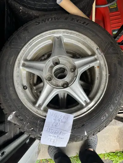 185/65/15 with rims 2 pcs 195/60/15 with rims 2 pcs Contact me asap @ +1(647)763-4415