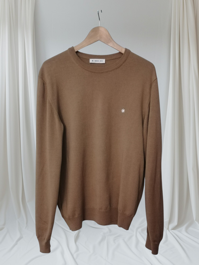 Manuel Ritz Chest-Embroidered Tan Crewneck Sweater XL 100% wool, View more