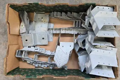 Lot of Galvanized Deck Ties, Caps, and Hangers, View more