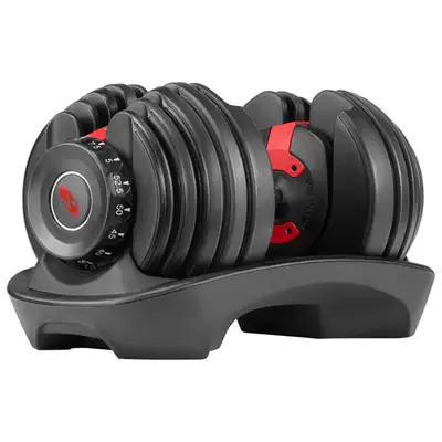 BOWFLEX 552 DUMBBELLS $449 SPECS: 15 WEIGHT SETTINGS 5, 7.5, 10, 12.5, 15, 17.5, 20, 22.5, 25, 30, 3...