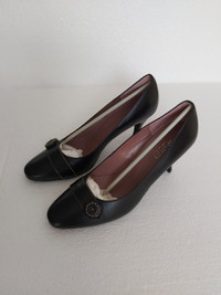 Ladies black leather heels