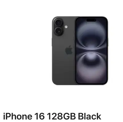 iPhone 16 BRAND NEW, sealed in the box. 128gb, black., View more