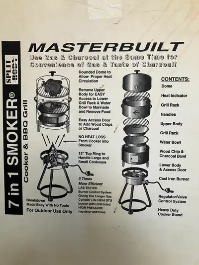 Split body cooker and bbq grill with 10.5 quart deep fry pot and basket Cook up a storm!!
