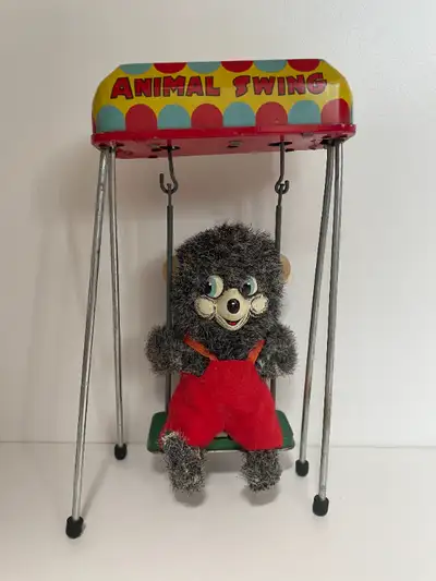 JOUET VINTAGE EN ÉTAIN ANIMAL SWING JOUET FABRIQUÉ AU JAPON 1960, View more