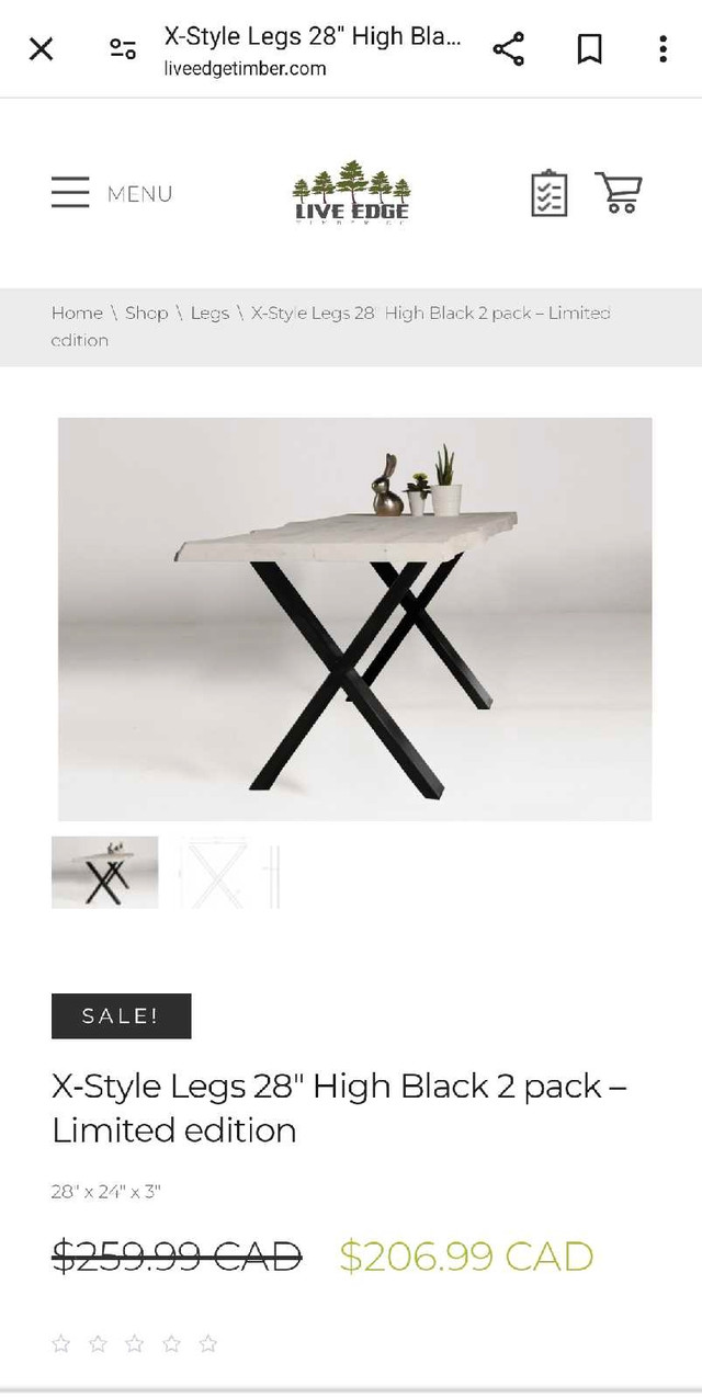 Pattes de table de cuisine en acier, en forme de "X" dans Mobilier de salle à manger et cuisine  à Saguenay - Image 2