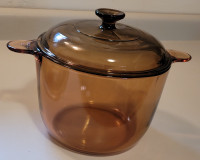 Vintage Corning Ware Vision France 3.5L Amber Glass Dutch Oven