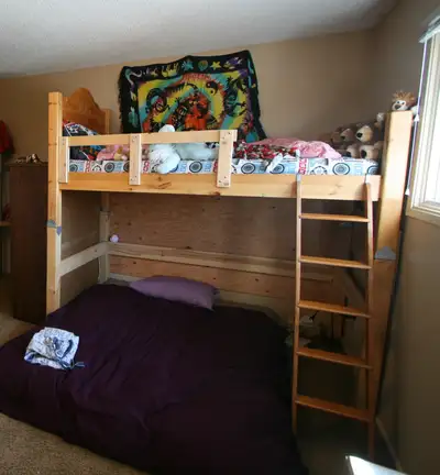 Home made solid wood bed, View more