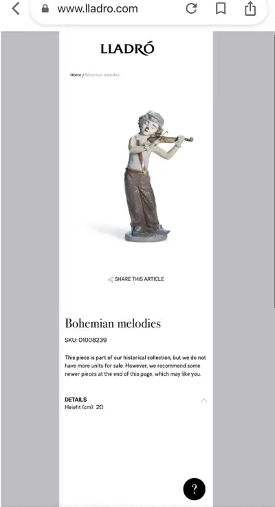 Lladro Bohemian Melodies Figurine ,Mint Condition, View more