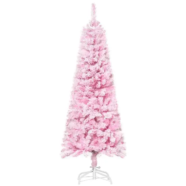 5 FT Snow Flocked Artificial Christmas Tree, Pencil Xmas Tree wi in Holiday, Event & Seasonal in Markham / York Region - Image 3
