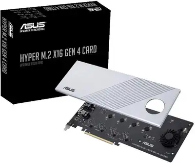 ASUS Hyper M.2 X16 PCIe 4.0 X4 Expansion Card Supports 4 NVMe, View more