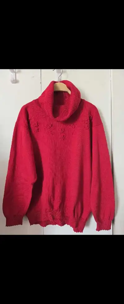 Vintage Red 100% Cotton Knit Sweater, View more
