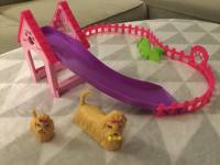 Dog & Puppy Play Set, Slide & Fenced in Play Area $5 OBO