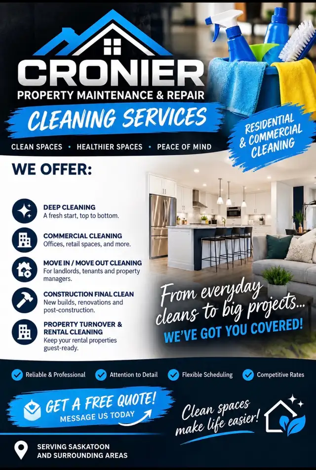 CRONIER – Residential & Commercial Cleaning Services – Saskatoon