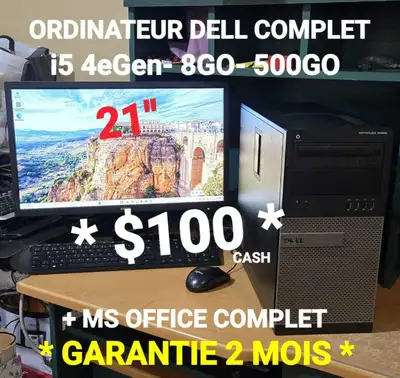 ORDINATEUR DELL COMPLET - i5 4eGen- 8GO-500GO, View more