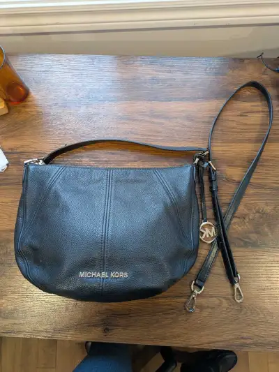 Michael Kors black leather crossbody hobo bag, View more