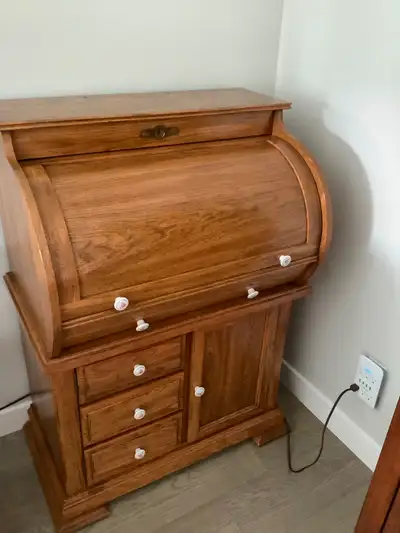Solid wood antique style rolltop desk., View more