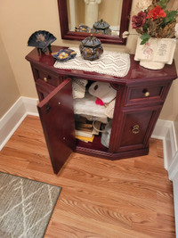 Curio cabinet with mirror - burgundy/ mahogany colour