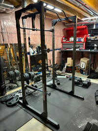 Squat Rack Pulldown Attachment Olympic Barbell 300lbs weights