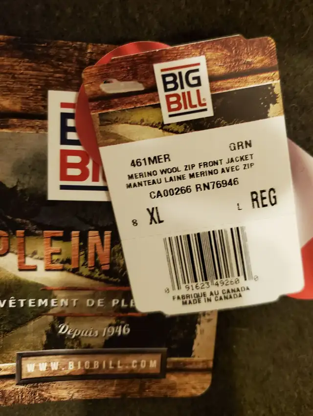 Big Bill Merino Wool Zip Front Jacket64519996808322122