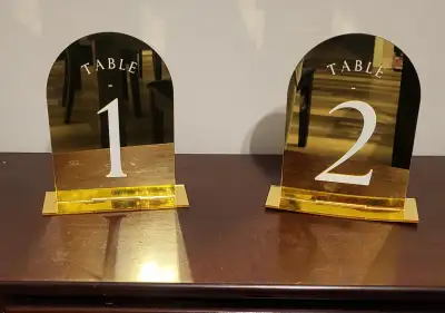 Number 1 to 20 gold table numbers Used for wedding