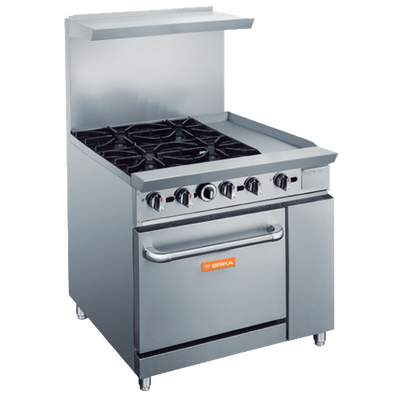 BRIKA 4 BURNER 12″ GRIDDLE GAS RANGE, View more