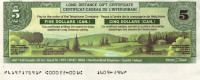 1985 FIVE DOLLAR LONG DISTANCE GIFT CERTIFICATE BANK NOTE