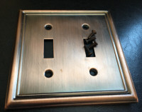 Copper 2 toggle switchplate cover with screws
