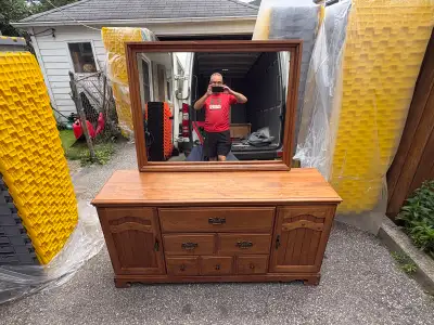 Free delivery antique Wooden Dresser with Mirror, View more