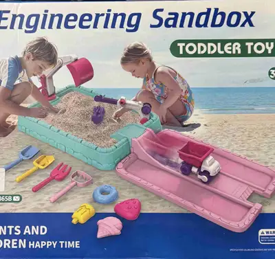 New in Box Sandbox Play Set with Lid Toddler Dirt Diggers Construction Set Sand Box with Dump Truck,...