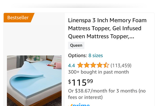 Queen size foam mattress topper 3” thick $80 in Beds & Mattresses in City of Halifax