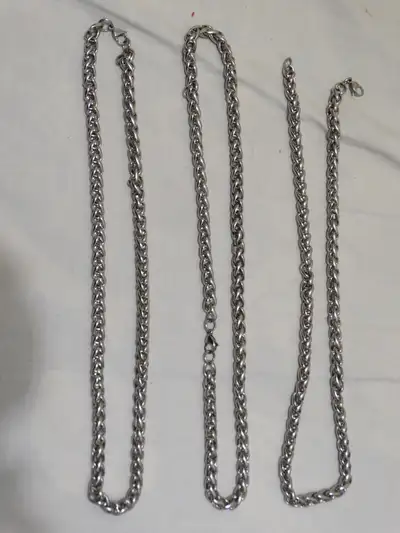 $20 for 3 NECKLACE MEN's BYZANTINE ITALY Design S.Steel 22" 10mm, View more