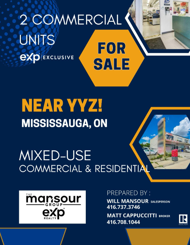 TWO (2) MIXED-USE COMMERCIAL UNITS FOR SALE – MISSISSAUGA! in Commercial & Office Space for Sale in Mississauga / Peel Region