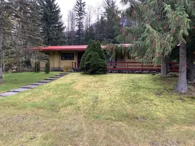 This 1,494 sq. ft. Pan-Abode cedar home features tongue and groove log construction, with a large co...