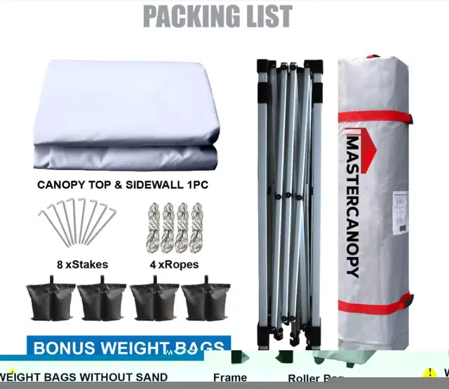 MASTERCANOPY Commercial Instant Canopy, 6.6'x6.6', White w/ wall in Other in Ottawa - Image 7